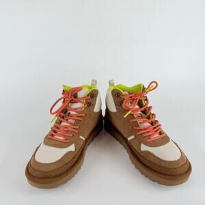 UGG CA805 Sneaker Boots Womens 7.5 Brown White NeonTrail Hiker Vibram Suede Mesh